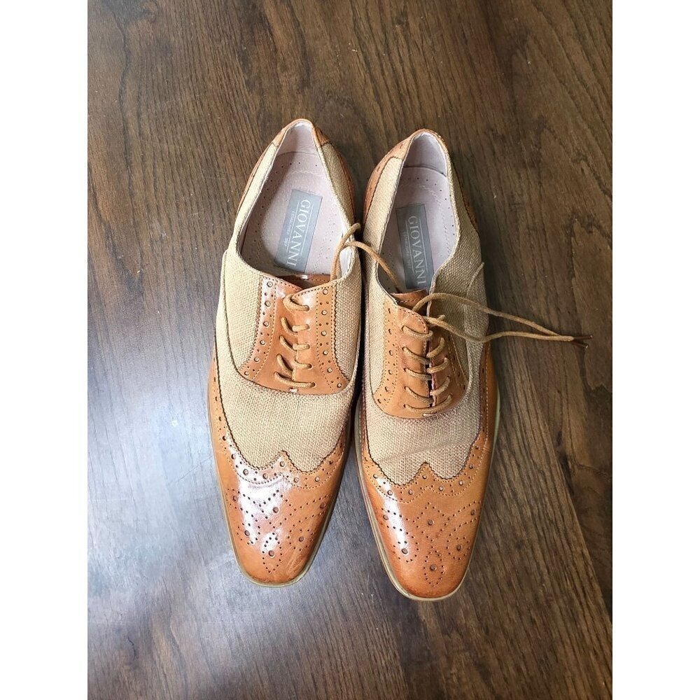 Avanti Milano Giovanni Tan Burlap Patterned Dress Men Shoe size 10 - Picture 15 of 16